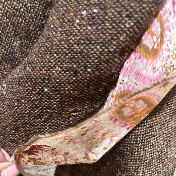 COLDWATER CREEK BROWN TWEED RUFFLED COLLAR PEPLUM,OFFICE SIREN JACKET SIZE 16. - Picture 11 of 12